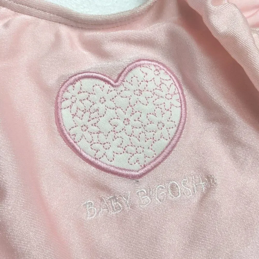 Vintage Oshkosh B'gosh Swimsuit Baby Girls Size 12m Pink Heart Ruffle